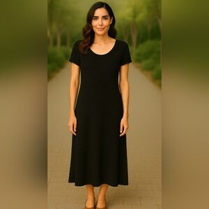 Cato Black Textured Midi Dress